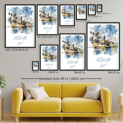 Aswan, Egypt - Watercolor Oasis - Travel Destinations Poster