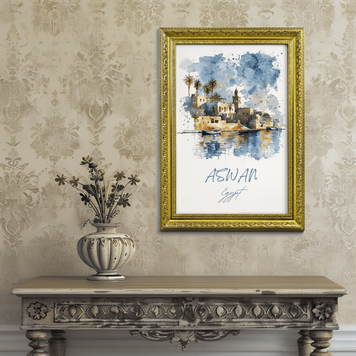 Aswan, Egypt - Watercolor Oasis - Travel Destinations Poster