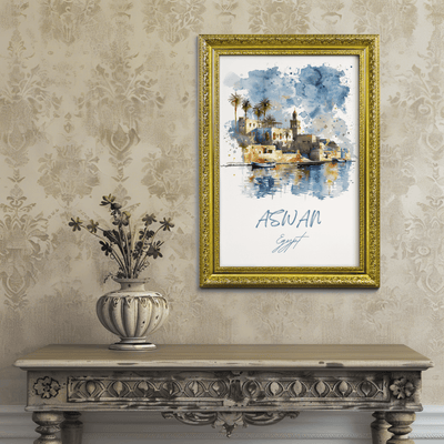 Aswan, Egypt - Watercolor Oasis - Travel Destinations Poster