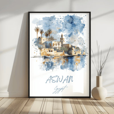 Aswan, Egypt - Watercolor Oasis - Travel Destinations Poster