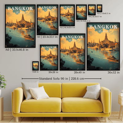 Bangkok, Thailand - Vintage River Scene - Travel Destinations Poster