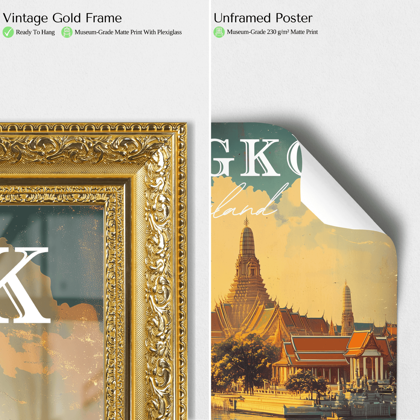 Bangkok, Thailand - Vintage River Scene - Travel Destinations Poster