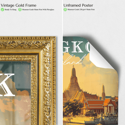 Bangkok, Thailand - Vintage River Scene - Travel Destinations Poster