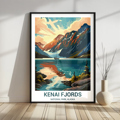 Kenai Fjords National Park Poster – Retro Glacier Coastline Wall Art - Wanderlust Posters