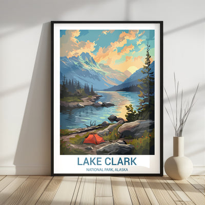 Lake Clark National Park Poster – Vintage Alaska Camping Wall Art - Wanderlust Posters