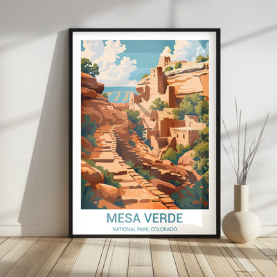 Mesa Verde National Park Poster – Vintage Cliff Dwelling Landscape Art - Wanderlust Posters