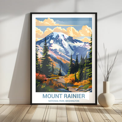 Mount Rainier National Park Poster – Vintage Cascade Mountain Wall Art - Wanderlust Posters