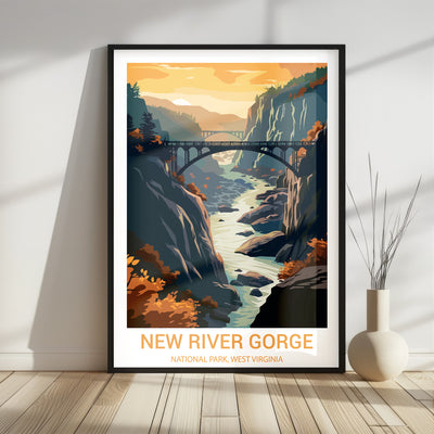 New River Gorge National Park Poster – Retro Appalachian Bridge Wall Art - Wanderlust Posters