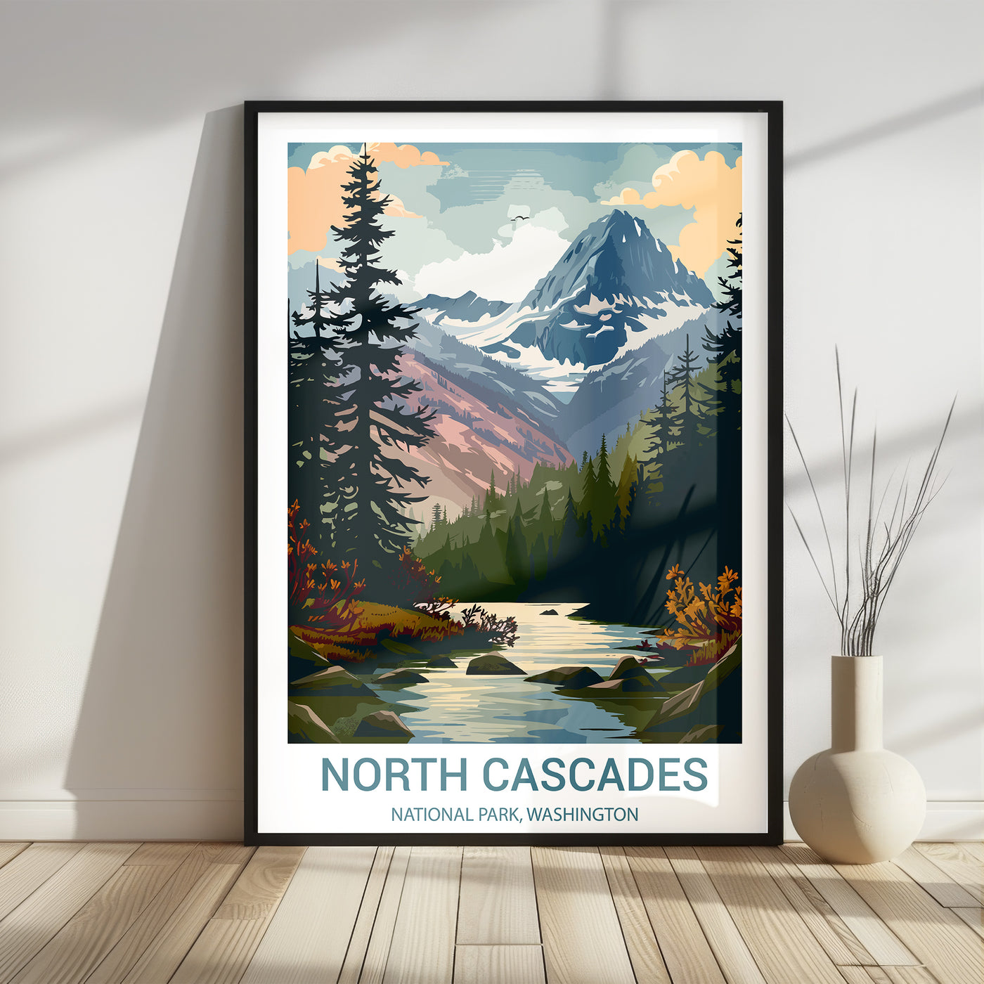 North Cascades National Park Poster – Vintage Alpine Wilderness Wall Art - Wanderlust Posters