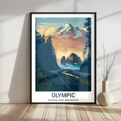 Olympic National Park Poster – Coastal Vintage Washington Wall Art - Wanderlust Posters