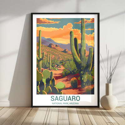 Saguaro National Park Poster – Arizona Desert Cactus Wall Art - Wanderlust Posters