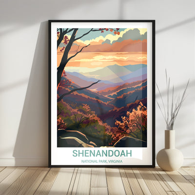 Shenandoah National Park Poster – Retro Mountain Sunset Print - Wanderlust Posters