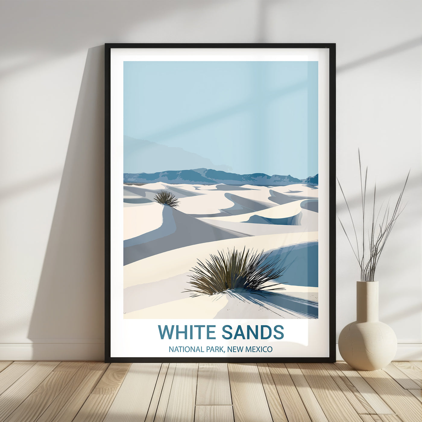 White Sands National Park Poster – Minimalist Desert Dunes Art - Wanderlust Posters