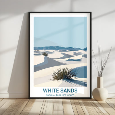 White Sands National Park Poster – Minimalist Desert Dunes Art - Wanderlust Posters