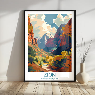 Zion National Park Poster – Retro Utah Landscape Print for National Park Lovers - Wanderlust Posters