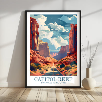 Capitol Reef National Park Poster - Vintage Roadscape Art - Wanderlust Posters