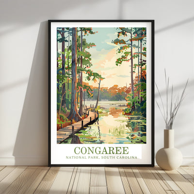 Congaree National Park Poster – Scenic Vintage Nature Print - Wanderlust Posters