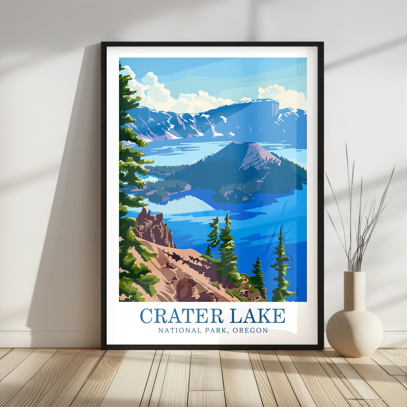 Crater Lake National Park Poster – Vintage Scenic Print - Wanderlust Posters