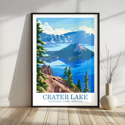 Crater Lake National Park Poster – Vintage Scenic Print - Wanderlust Posters
