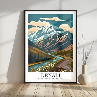 Denali National Park Poster – Vintage Mountain Landscape Print - Wanderlust Posters