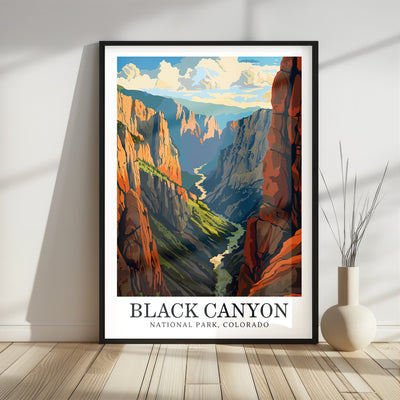 Black Canyon National Park Poster - Dramatic Retro Print - Wanderlust Posters