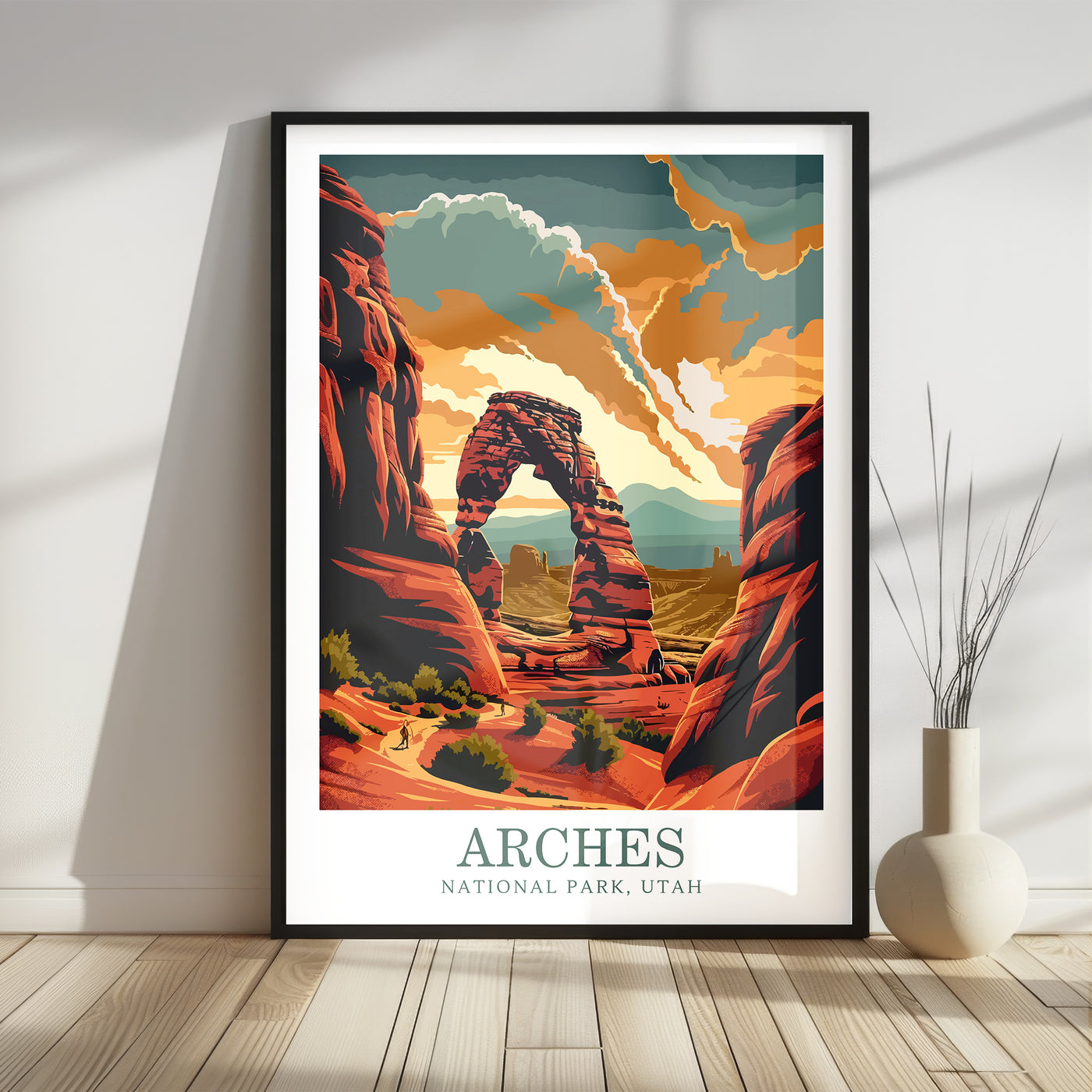 Arches National Park Poster - Retro Desert Landscape Print - Wanderlust Posters