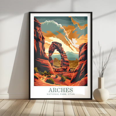 Arches National Park Poster - Retro Desert Landscape Print - Wanderlust Posters