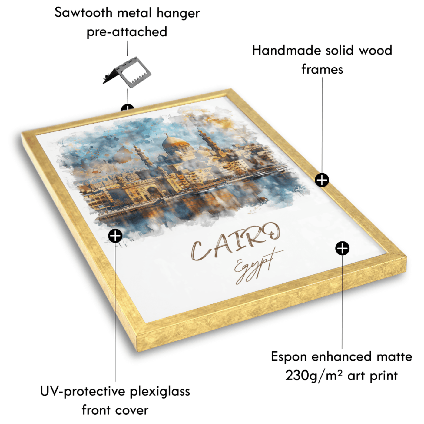 Cairo, Egypt - Watercolor Skyline - Travel Destinations Poster