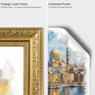 Cairo, Egypt - Watercolor Skyline - Travel Destinations Poster