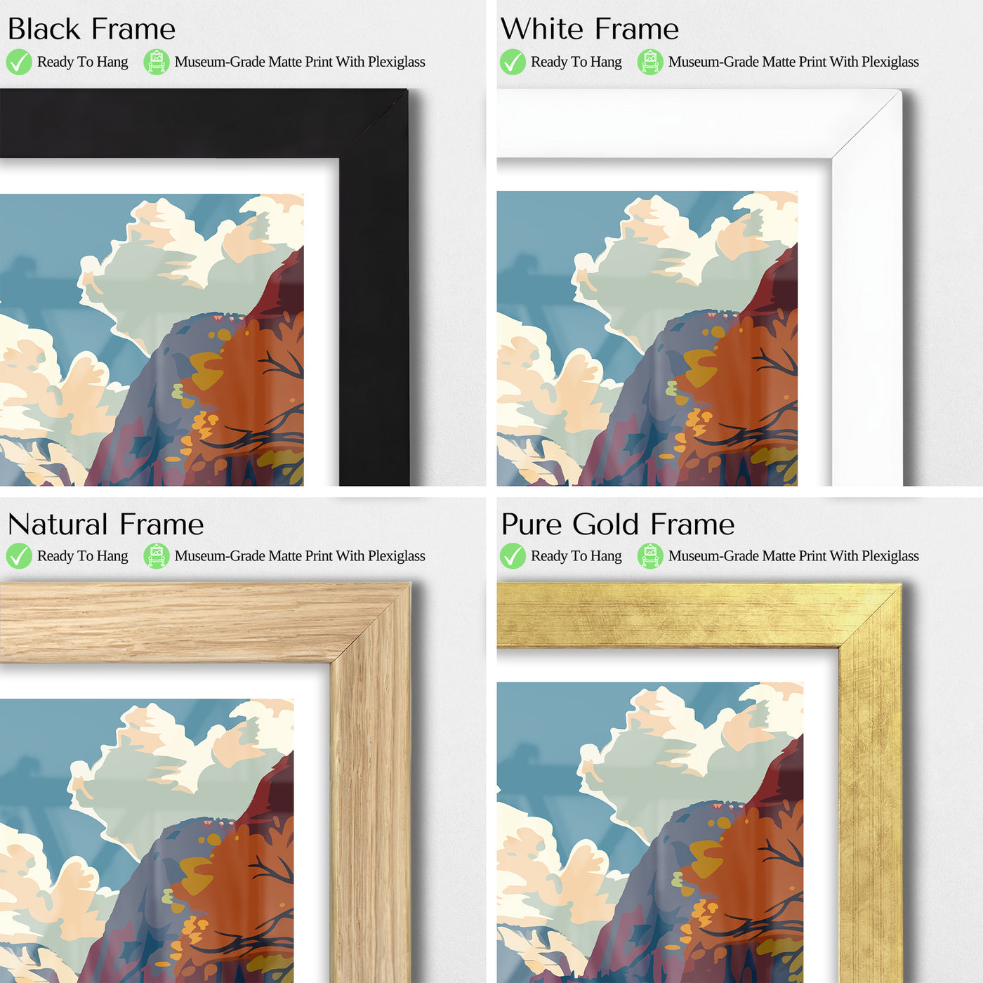 Zion National Park Poster – Retro Utah Landscape Print for National Park Lovers - Wanderlust Posters