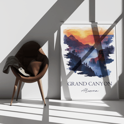 Grand Canyon, Arizona - Watercolor Landscape Travel Poster - Travel Destinations Poster