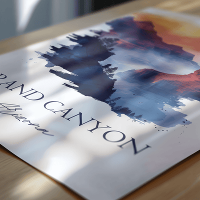 Grand Canyon, Arizona - Watercolor Landscape Travel Poster - Travel Destinations Poster