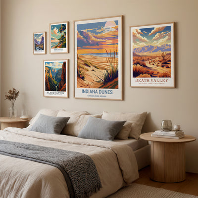 Indiana Dunes National Park Poster – Retro Beach Sunset Wall Art - Wanderlust Posters