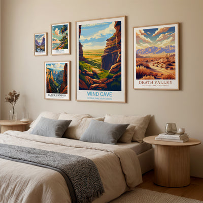 Wind Cave National Park Poster – Retro South Dakota Landscape - Wanderlust Posters