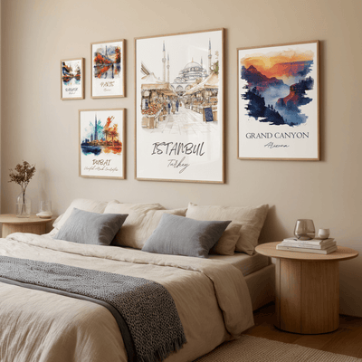 Istanbul, Turkey - Watercolor Market Scene - Travel Destinations Poster