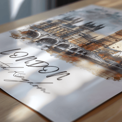 London, United Kingdom - Watercolor Skyline - Travel Destinations Poster