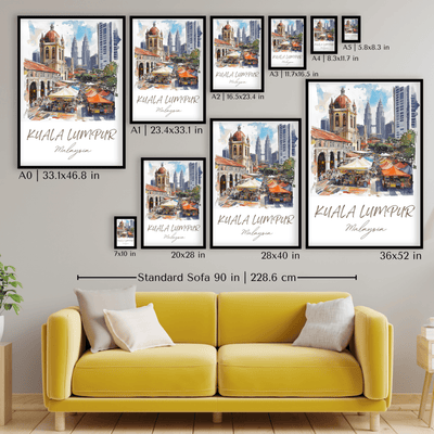 Kuala Lumpur, Malaysia - Watercolor Cityscape - Travel Destinations Poster