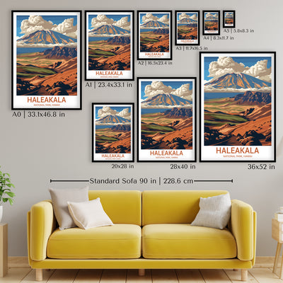 Haleakalā National Park Poster – Retro Hawaii Volcano Landscape Print - Wanderlust Posters