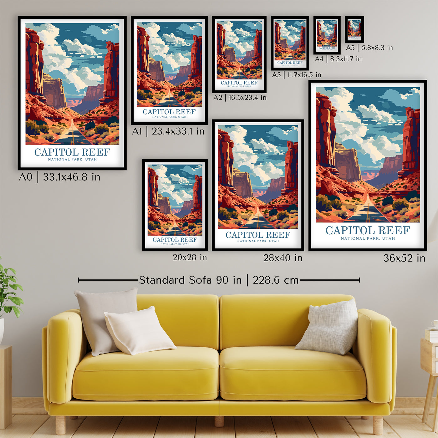 Capitol Reef National Park Poster - Vintage Roadscape Art - Wanderlust Posters