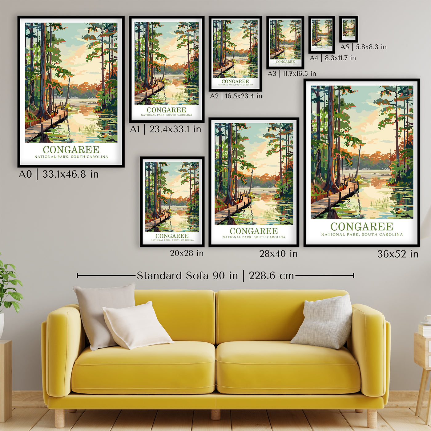 Congaree National Park Poster – Scenic Vintage Nature Print - Wanderlust Posters