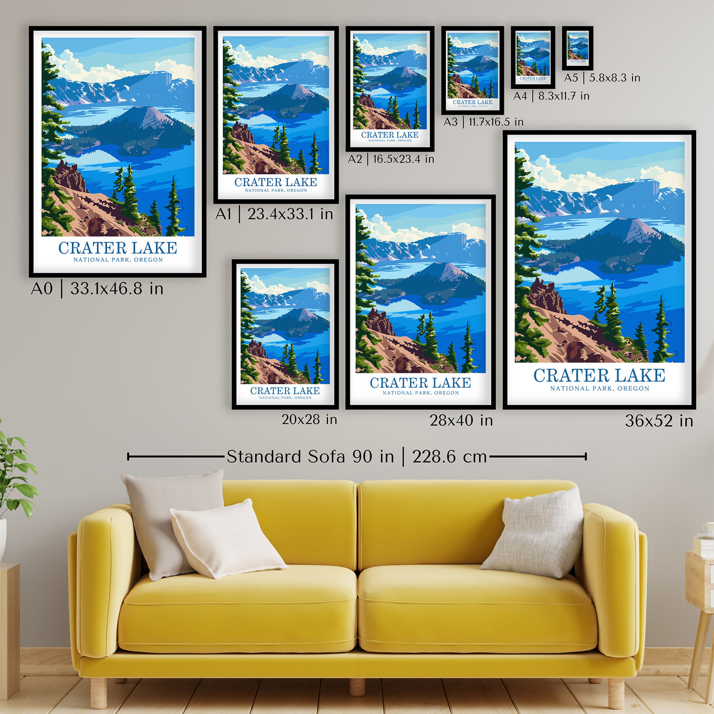 Crater Lake National Park Poster – Vintage Scenic Print - Wanderlust Posters