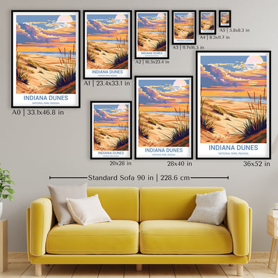 Indiana Dunes National Park Poster – Retro Beach Sunset Wall Art - Wanderlust Posters
