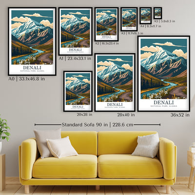 Denali National Park Poster – Vintage Mountain Landscape Print - Wanderlust Posters