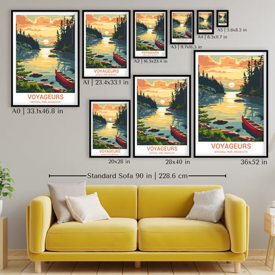 Voyageurs National Park Poster – Canoe Sunset Retro Wall Art - Wanderlust Posters