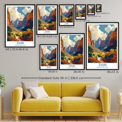 Zion National Park Poster – Retro Utah Landscape Print for National Park Lovers - Wanderlust Posters