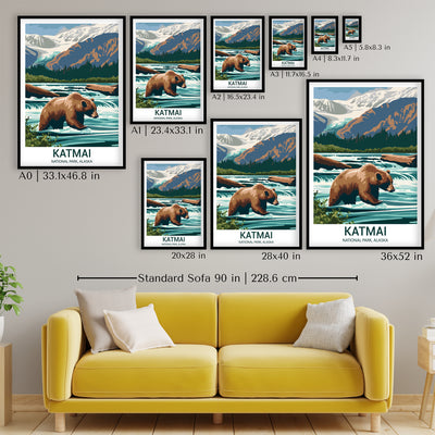 Katmai National Park Poster – Bear Watching Vintage Alaska Wall Art - Wanderlust Posters