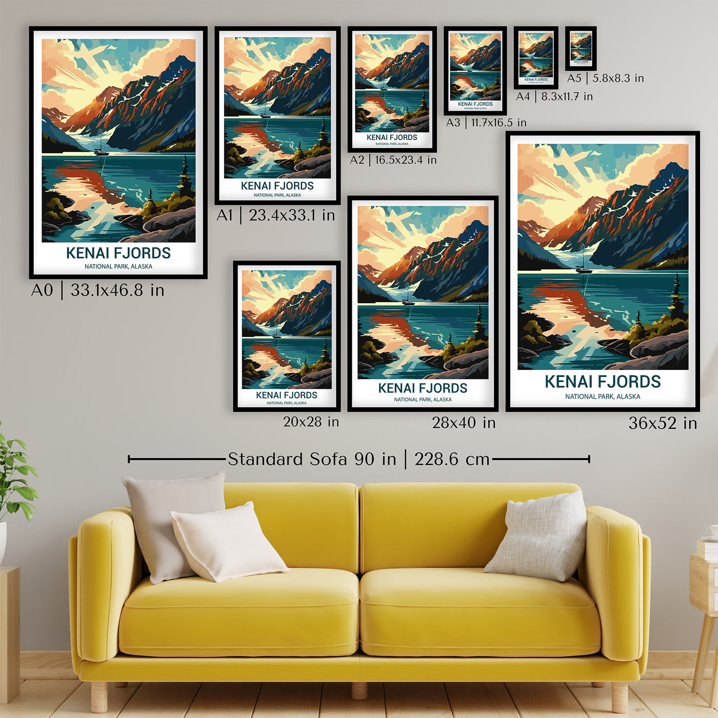 Kenai Fjords National Park Poster – Retro Glacier Coastline Wall Art - Wanderlust Posters