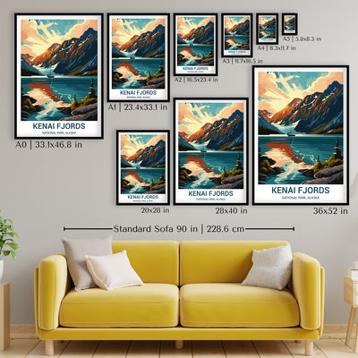 Kenai Fjords National Park Poster – Retro Glacier Coastline Wall Art - Wanderlust Posters