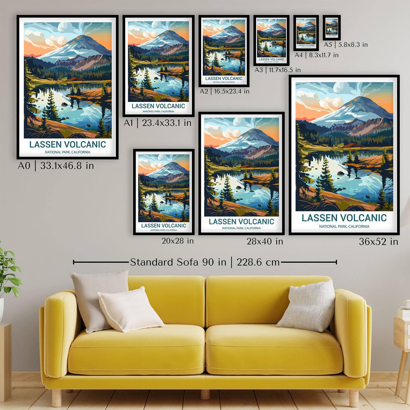 Lassen Volcanic National Park Poster – California Volcano Retro Wall Art - Wanderlust Posters