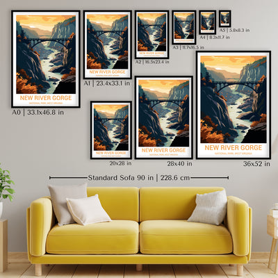 New River Gorge National Park Poster – Retro Appalachian Bridge Wall Art - Wanderlust Posters